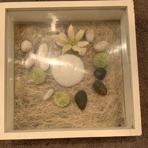 Beautiful picture with rocks. And green flowers